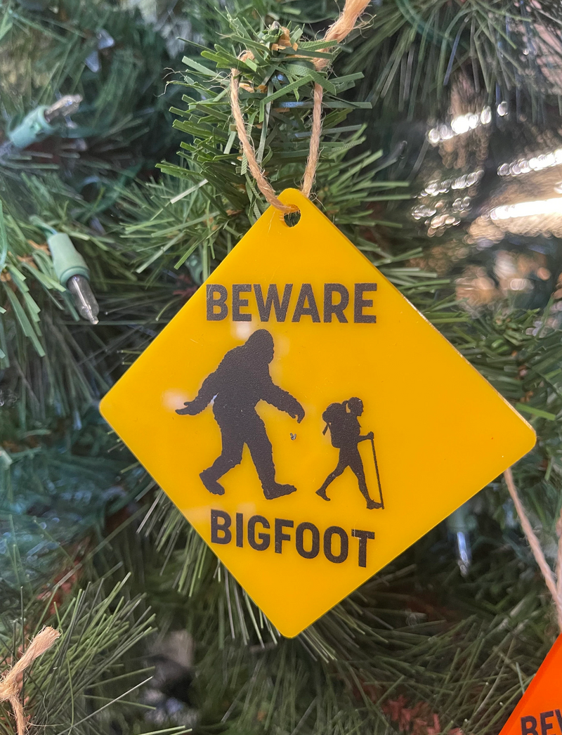 Beware Bigfoot Ornament/Magnet/Lapel Pin