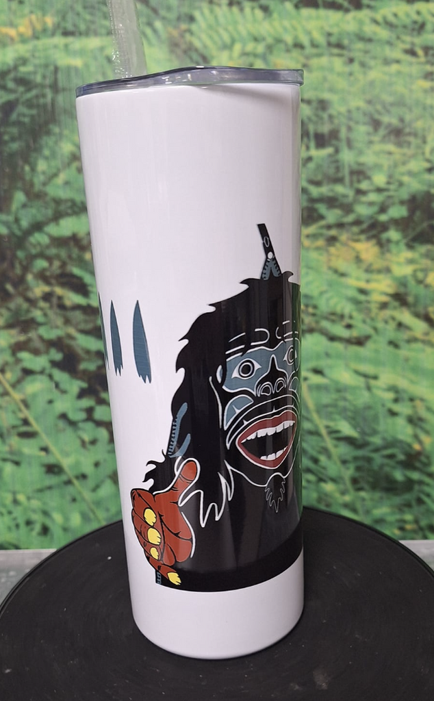 Sasquatch Tearing into Tent by Tom Sewid Tumbler Water Bottle 20 oz