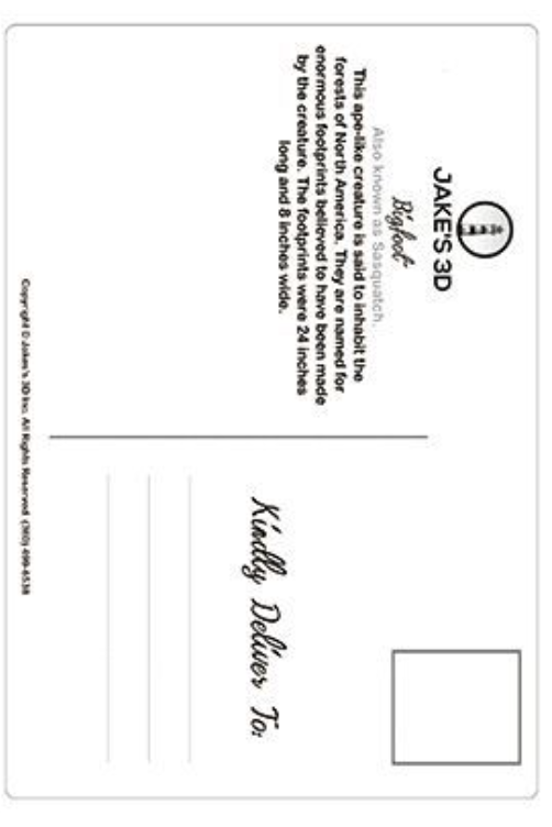 3D Bigfoot Postcard