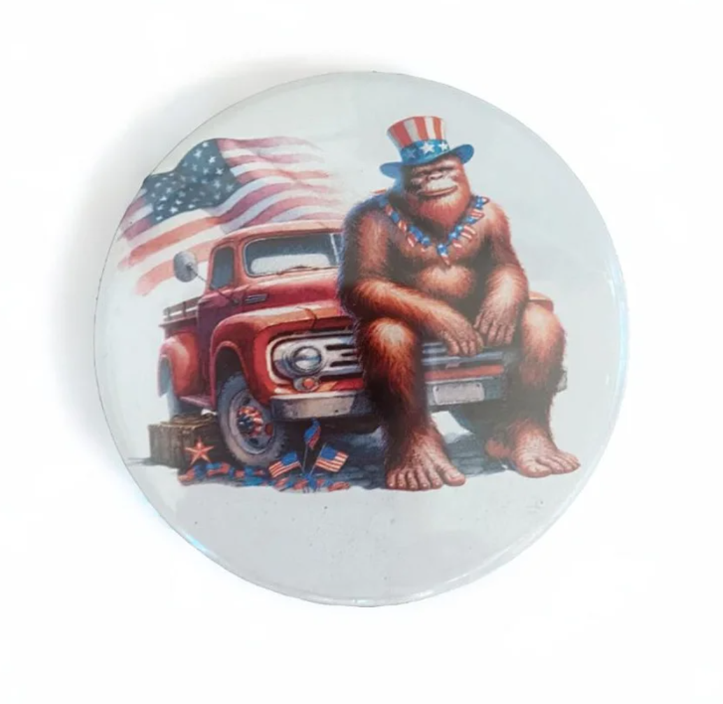 Sasquatch USA 4th of July Button Pin Lapel Pin