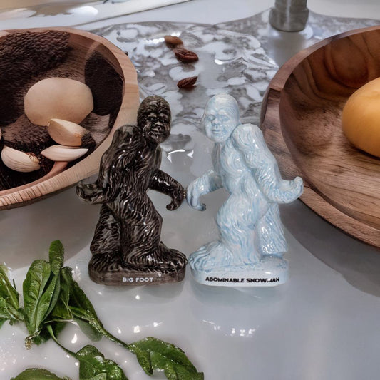 Bigfoot and Abominable Snowman Ceramic Salt and Pepper Shaker Set
