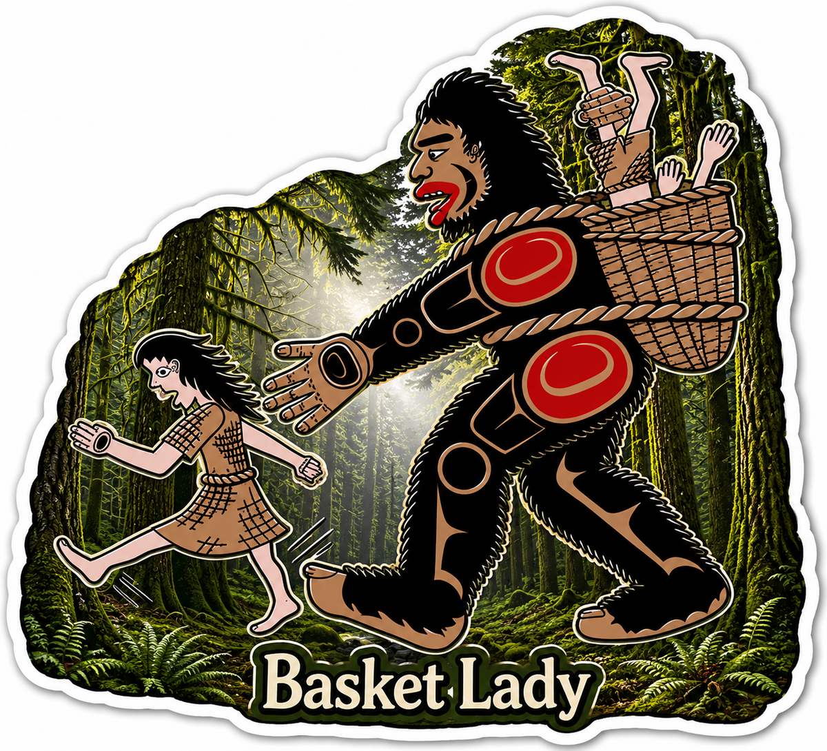 Basket Lady by Thomas Sewid Sticker