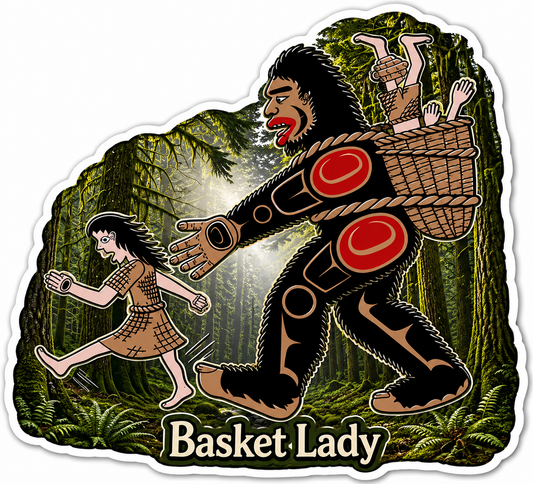 Basket Lady by Thomas Sewid Sticker