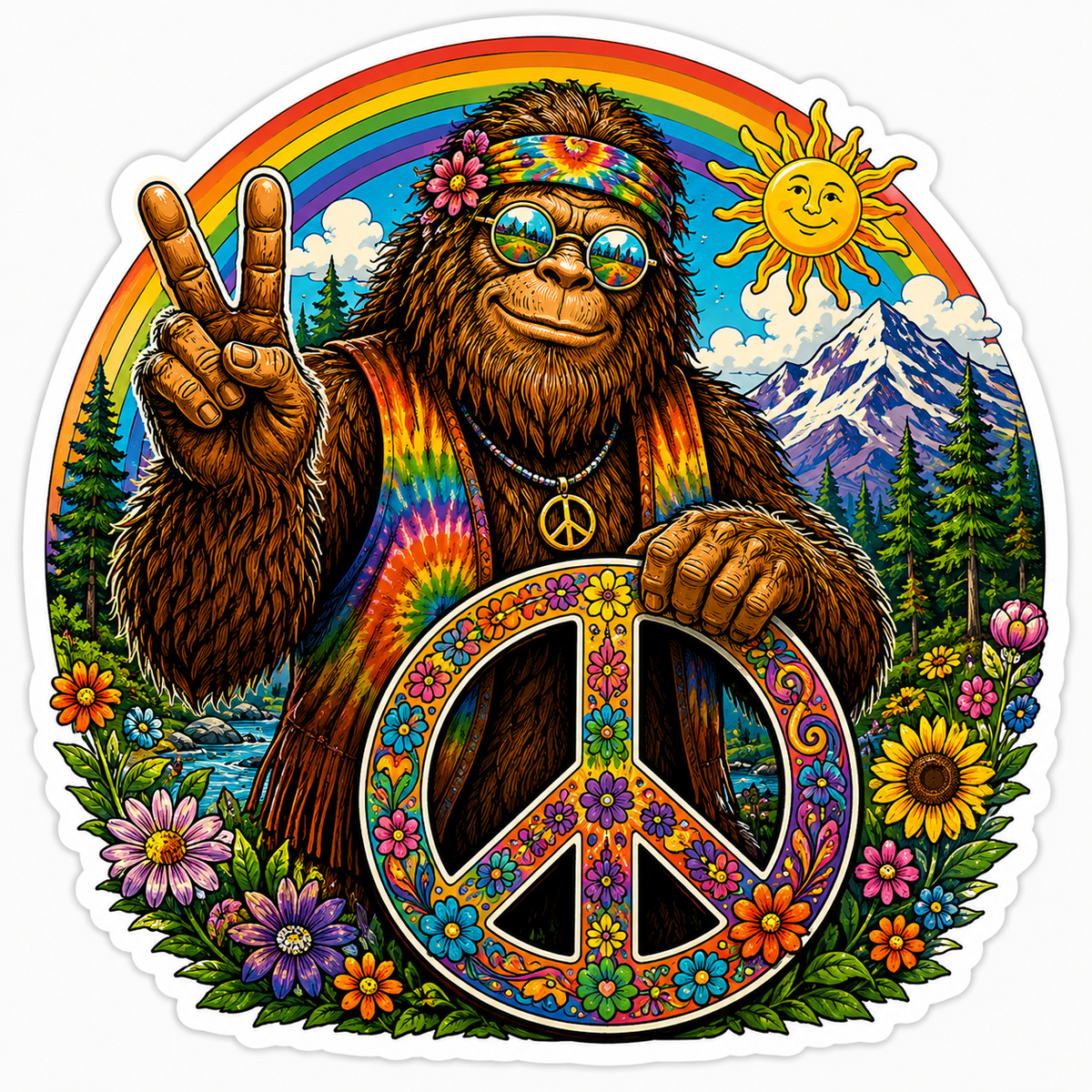 Hippie Sasquatch Forks WA Sticker