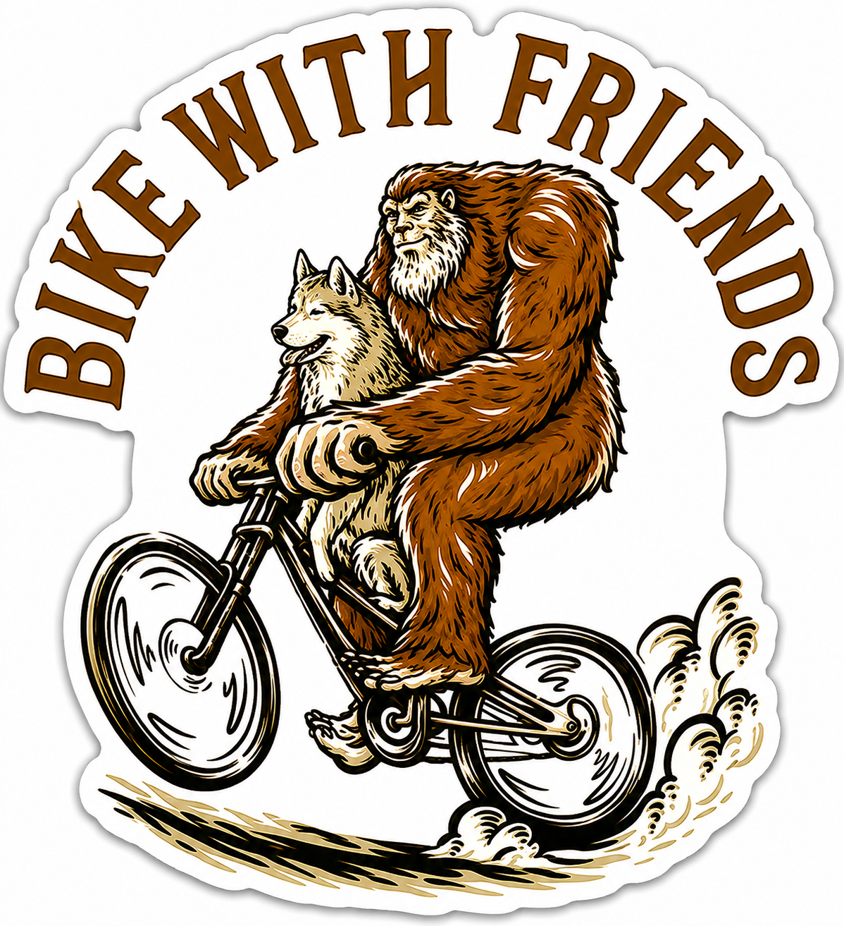 Bigfoot Bike With Friends Sticker