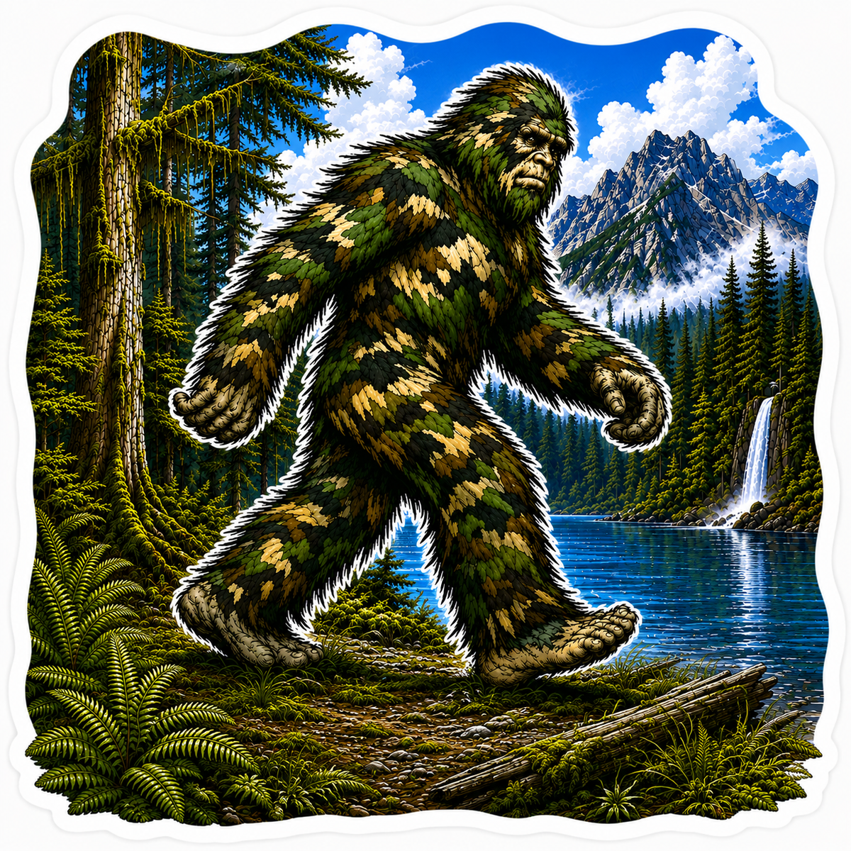 Camo Sasquatch Sticker