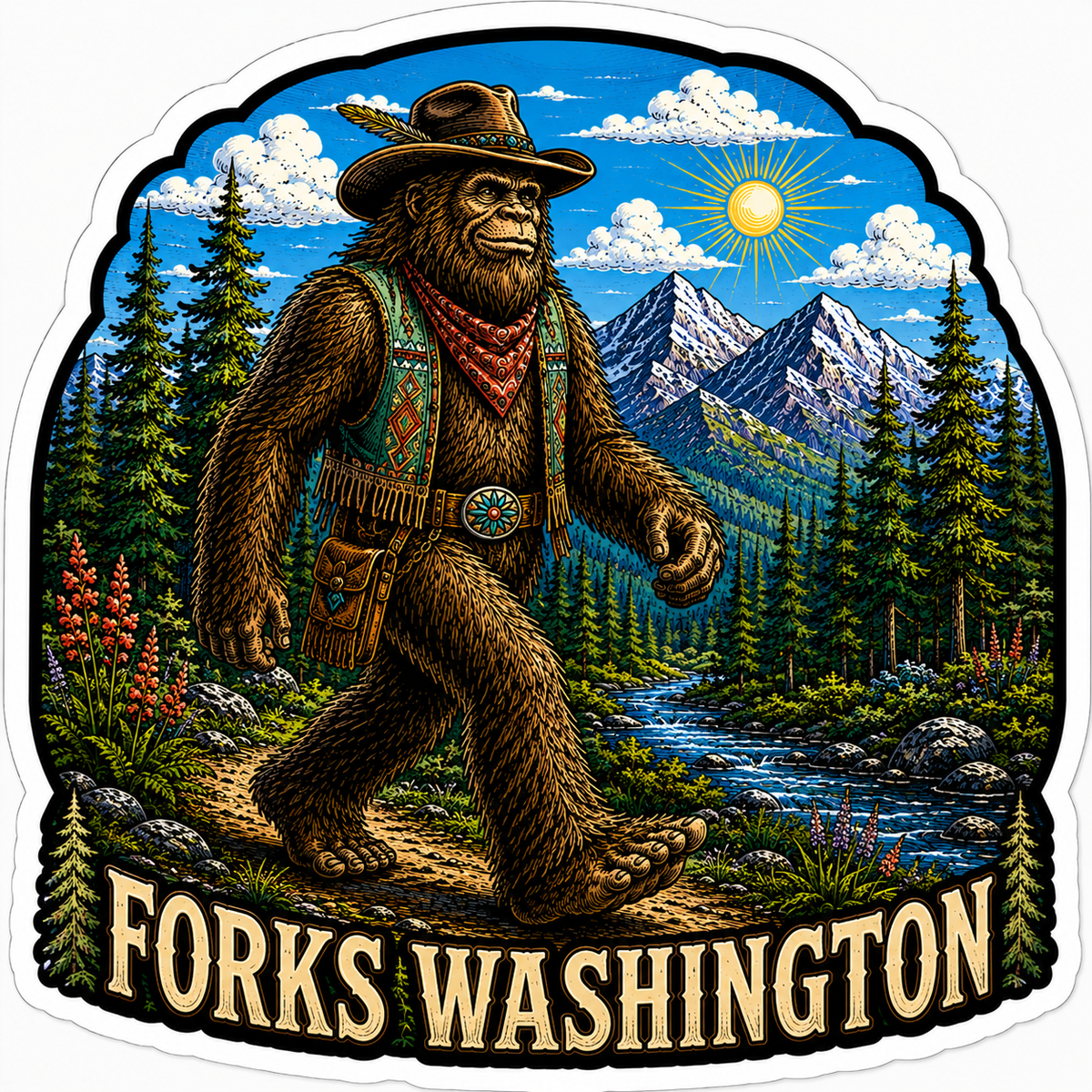 Cowboy Sasquatch Sticker