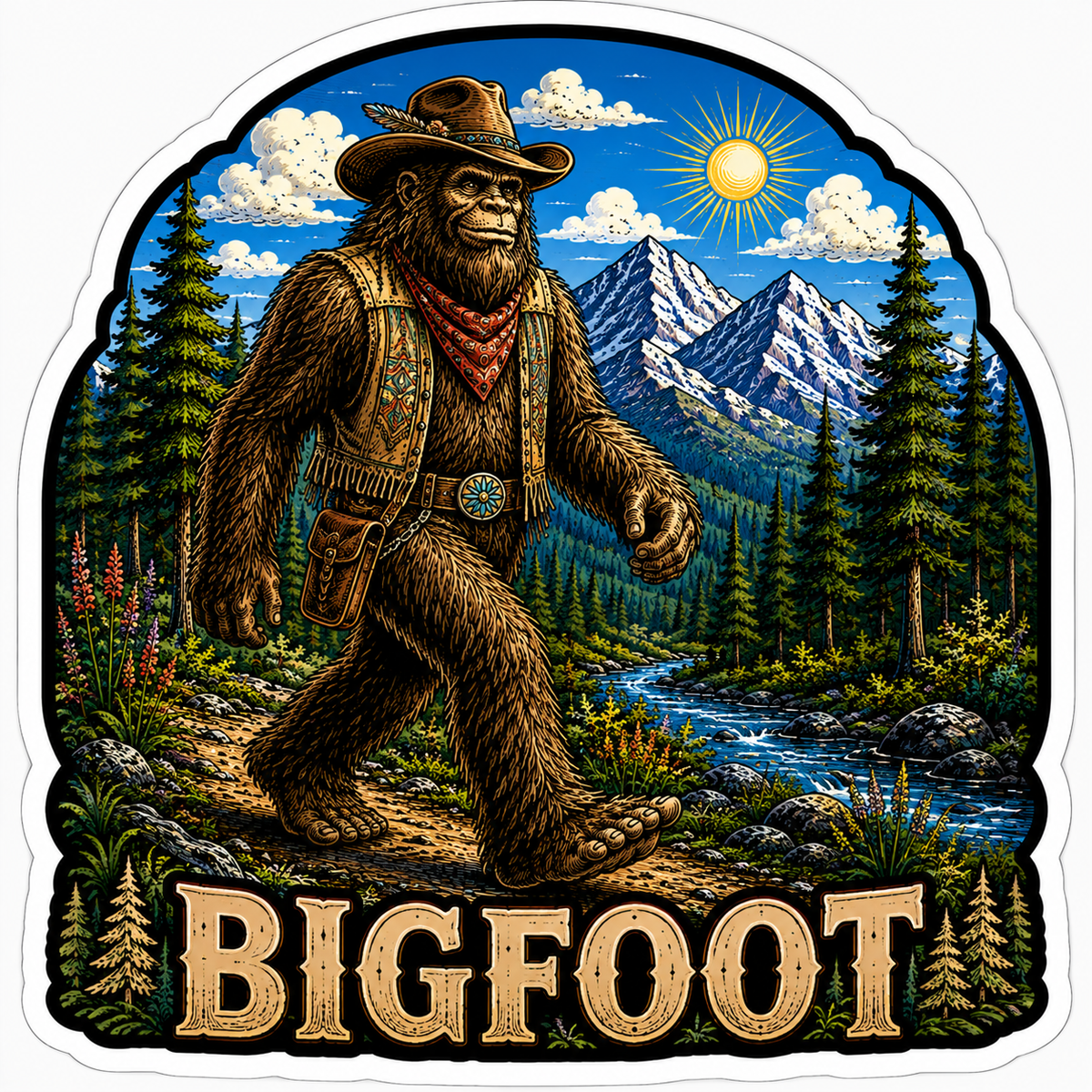 Cowboy Sasquatch Sticker
