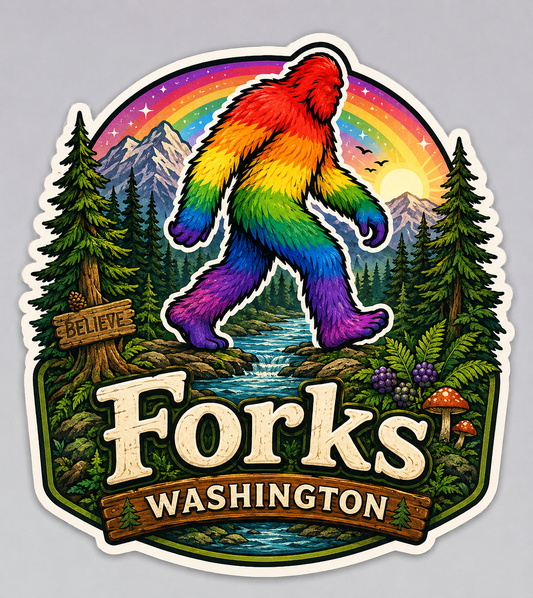 Sasquatch Rainbow Walk Sticker