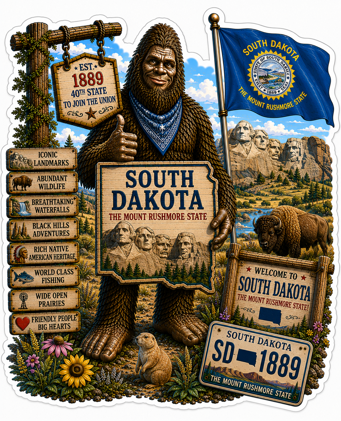 South Dakota Sasquatch Sticker