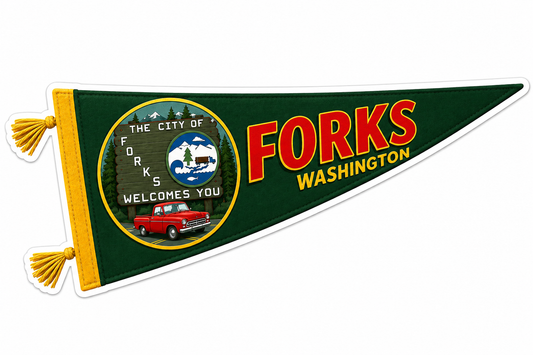 The City of Forks Welcomes you Pennant Sticker