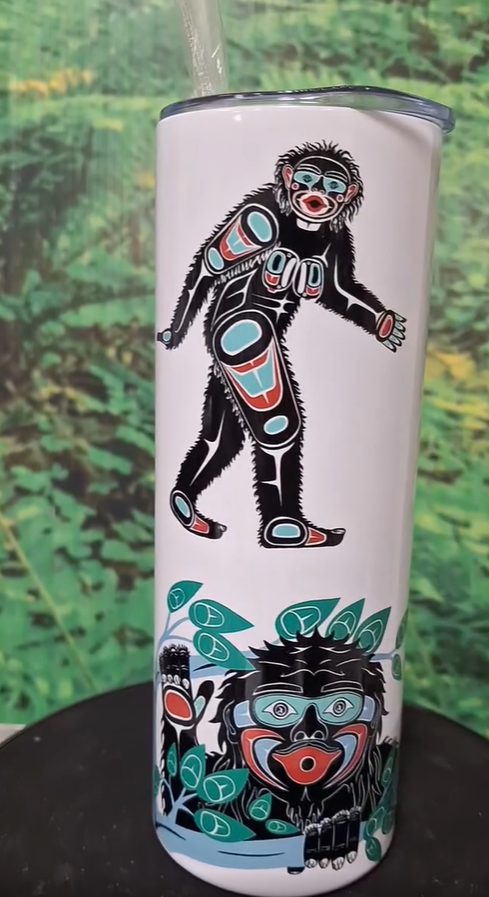 Tree Peeking Sasquatch by Thomas Sewid Tumbler Water Bottle