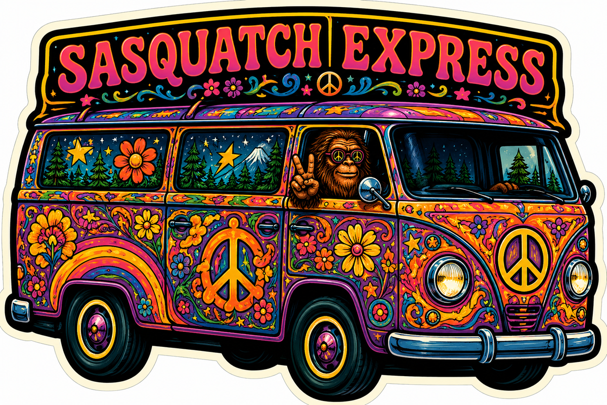 Sasquatch Express Hippy Van Vibe Sticker