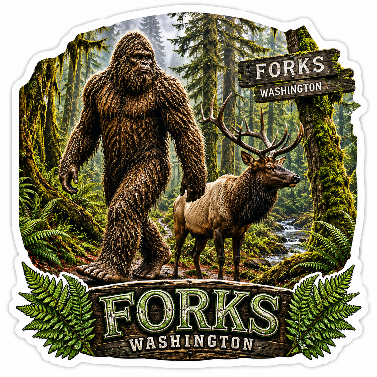 Sasquatch & Elk Sticker