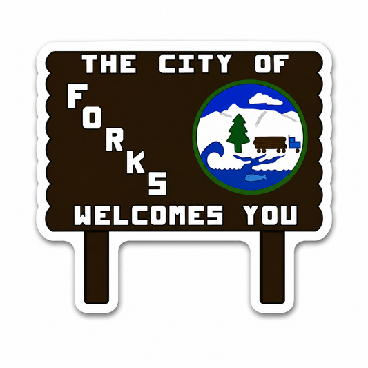 The City of Forks Welcomes You Sign Sticker
