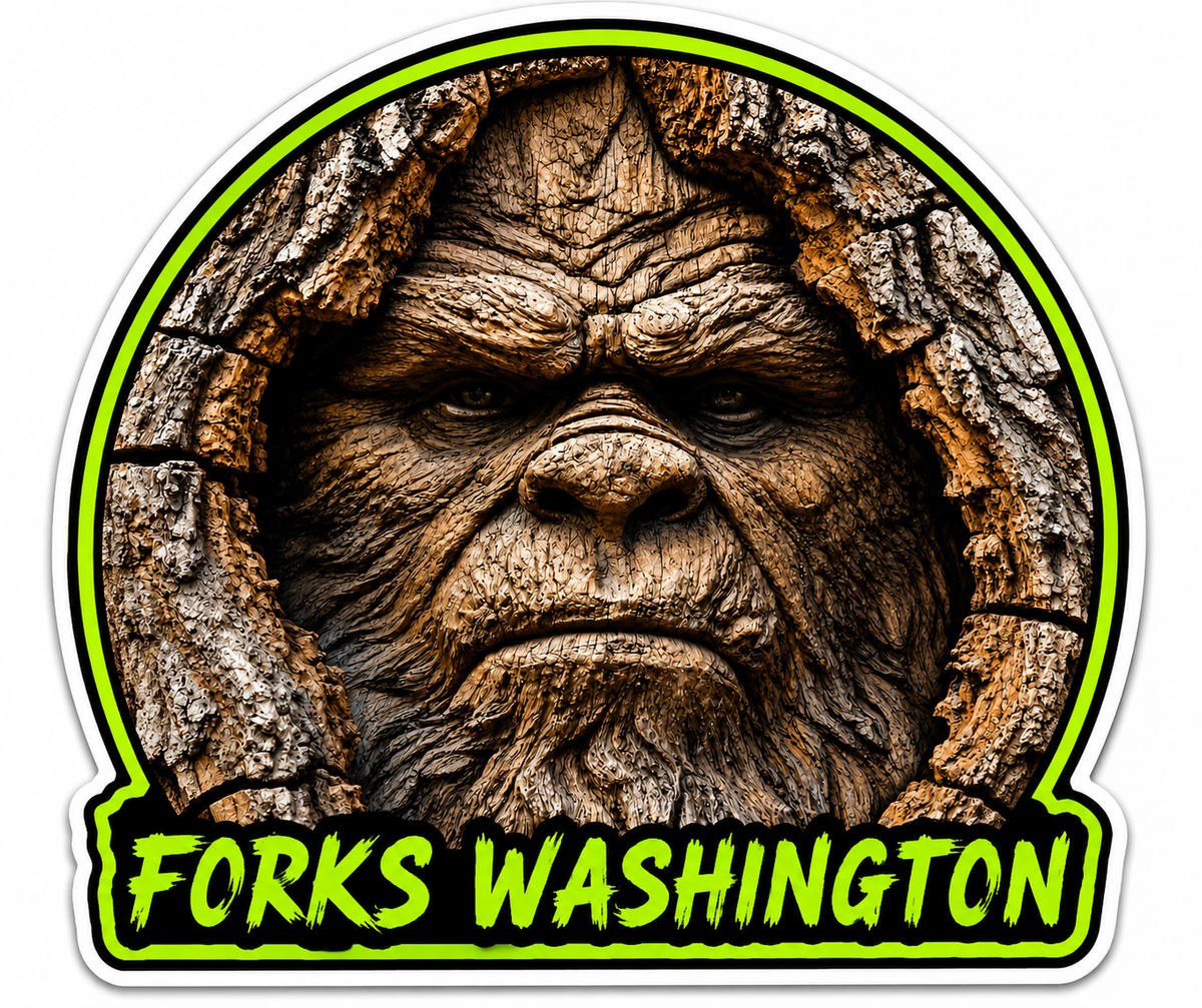 Sasquatch Face Forks WA Sticker
