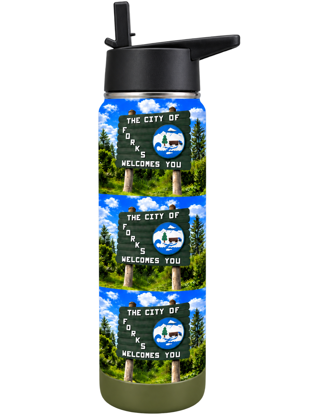 Forks, Washington 22 ounce Water Bottle