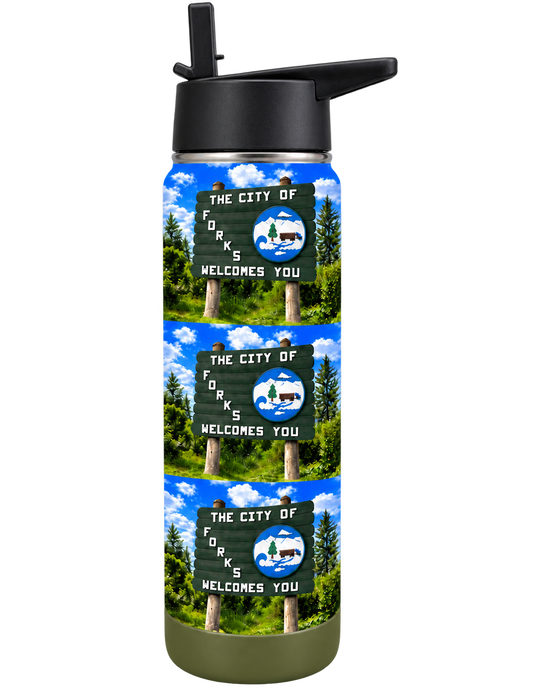 Forks, Washington 22 ounce Water Bottle