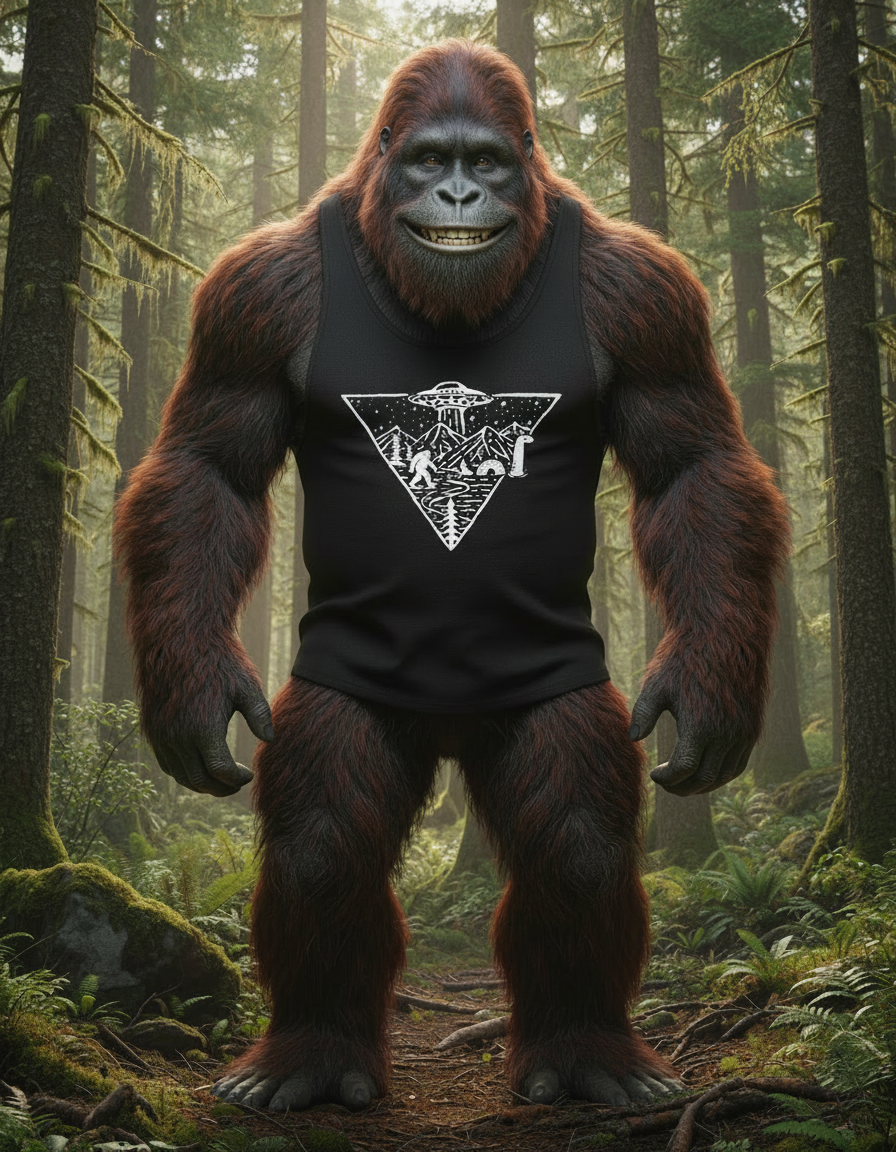 Cryptic Triangle Sasquatch Lock Ness Monster and UFO Tank Top