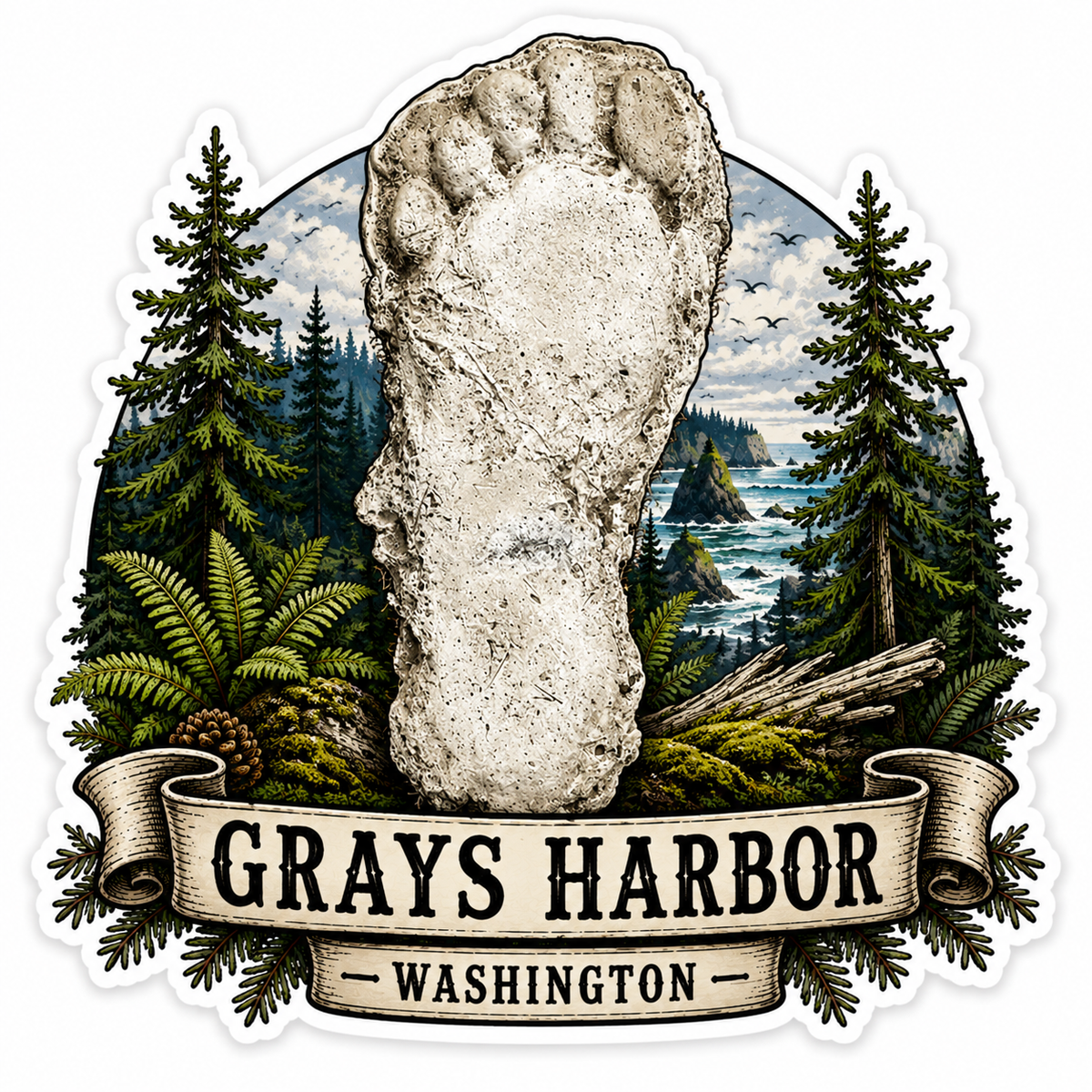 Sasquatch Foot Cast Sticker