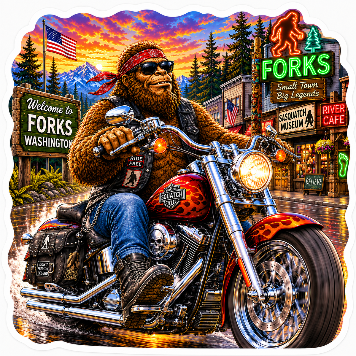 Sasquatch Riding A Motorcycle
