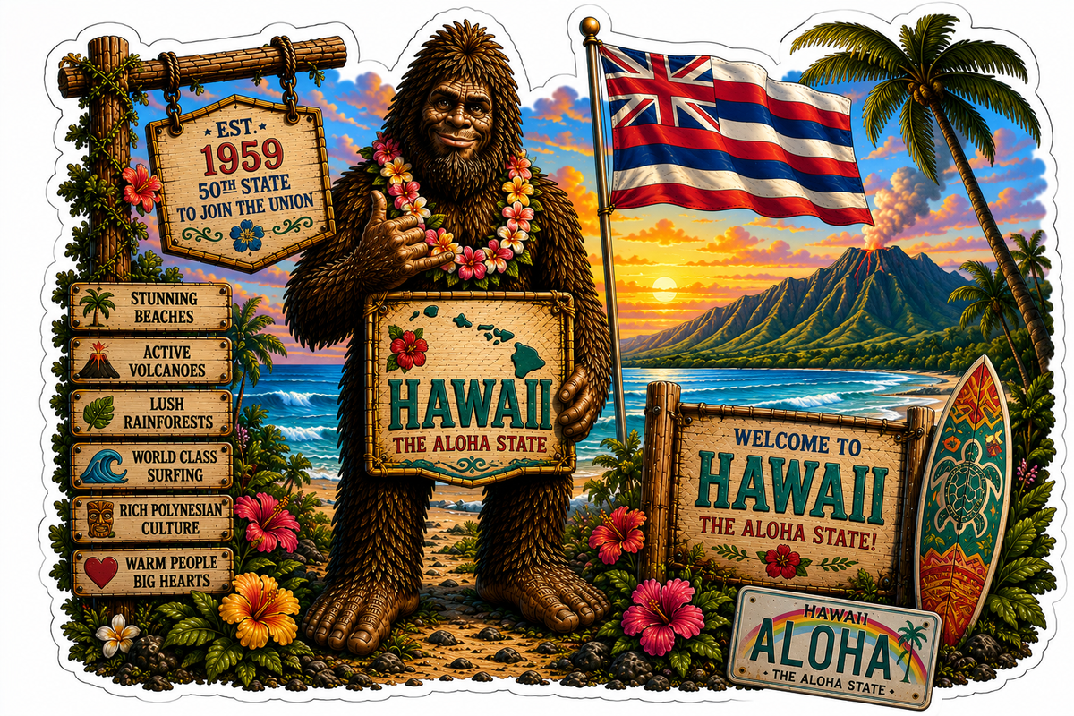 Hawaii Sasquatch Sticker
