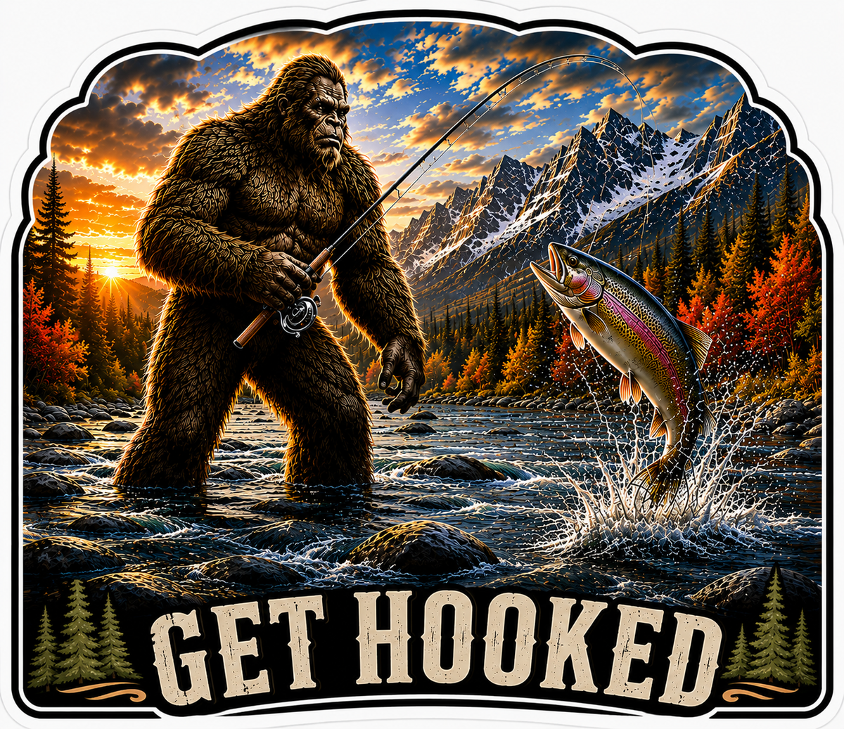 Get Hooked - Sasquatch Fishing Sticker