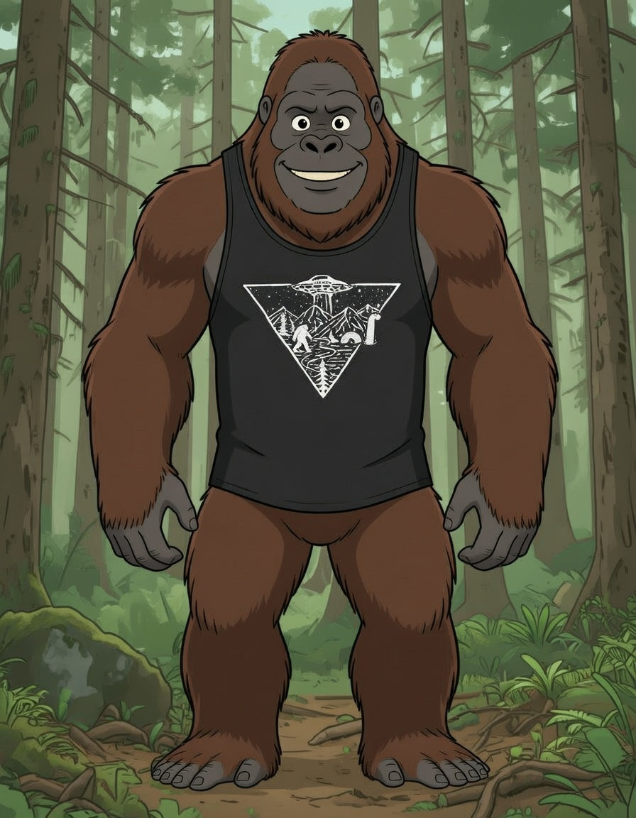 Cryptic Triangle Sasquatch Lock Ness Monster and UFO Tank Top