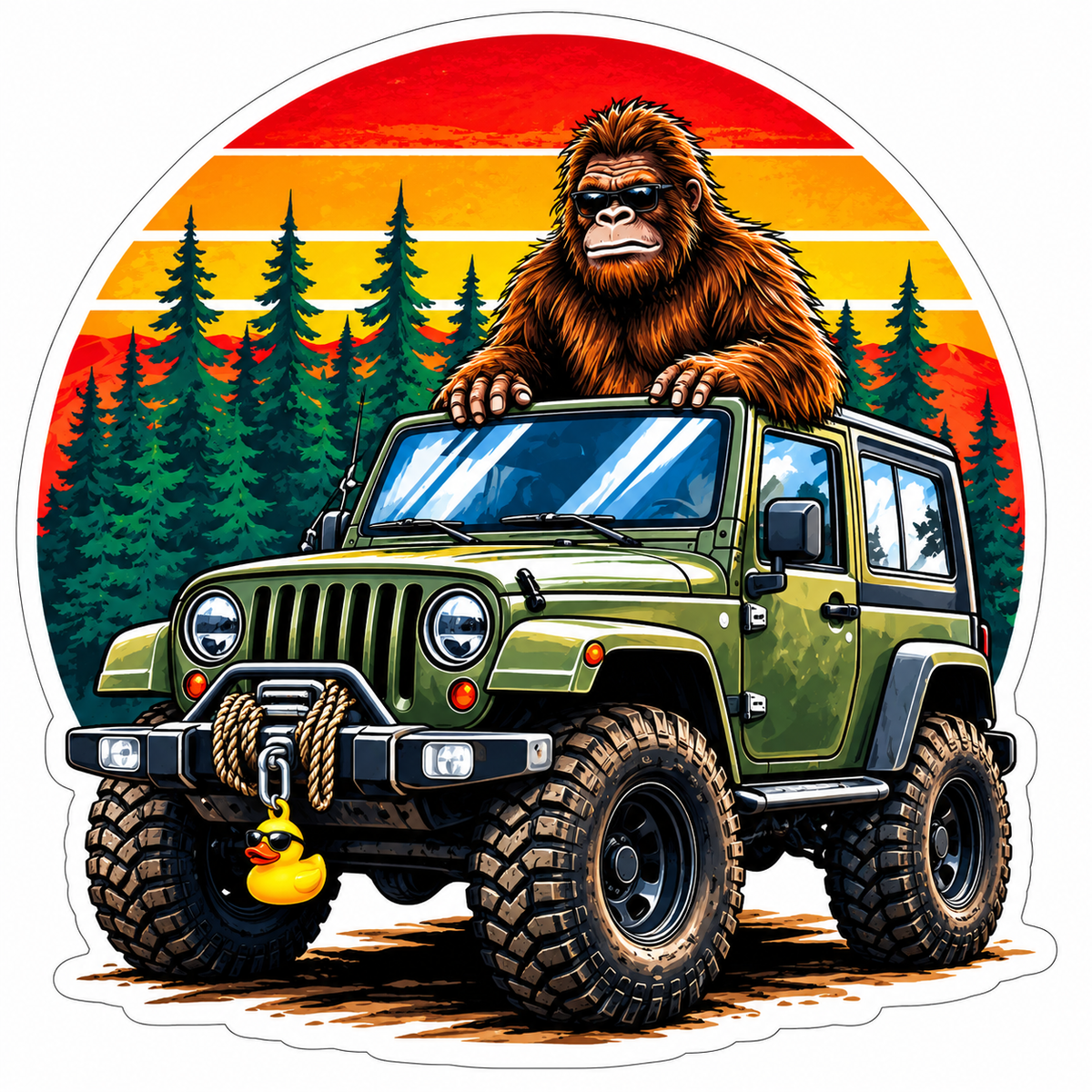 Sasquatch in a Jeep Sticker