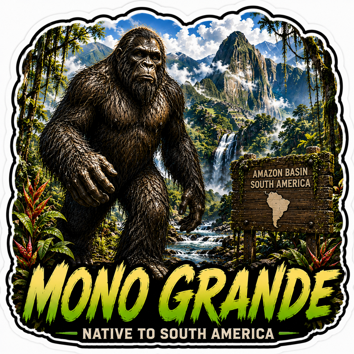 Sasquatch Around The World Sticker