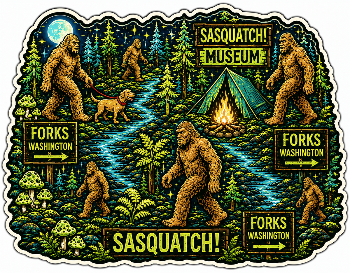 Sasquatch Museum Directional Sign Sticker
