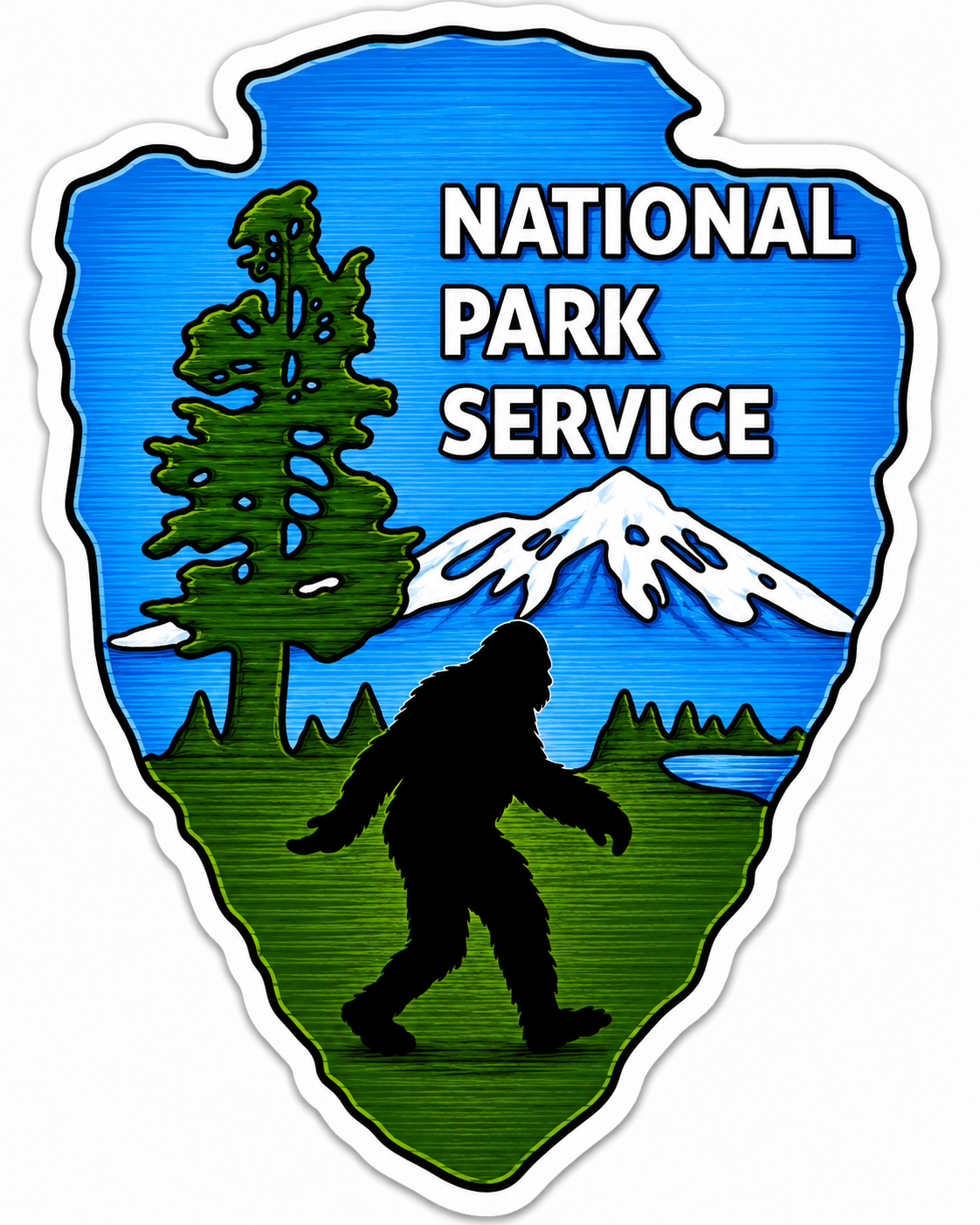 National Park Sasquatch Arrowhead Shape Sticker