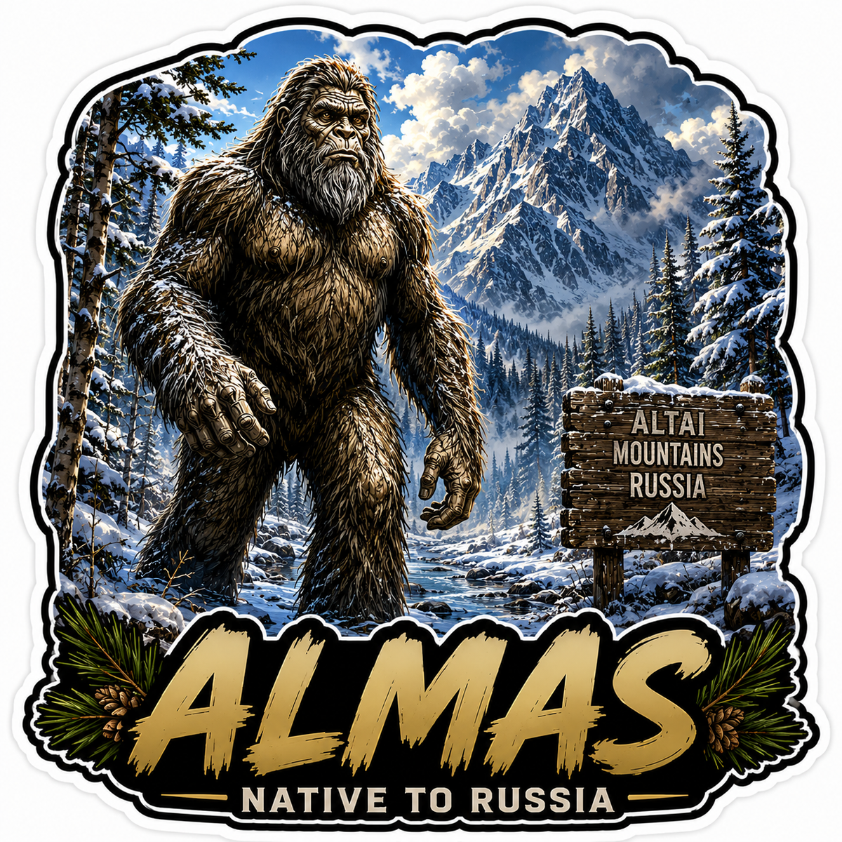 Sasquatch Around The World Sticker