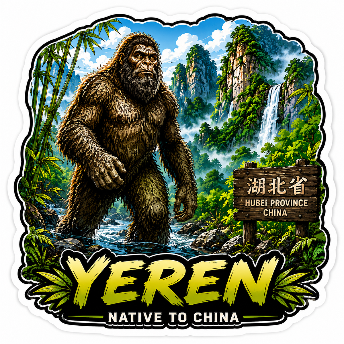 Sasquatch Around The World Sticker