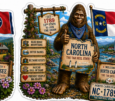 North Carolina Sasquatch Sticker