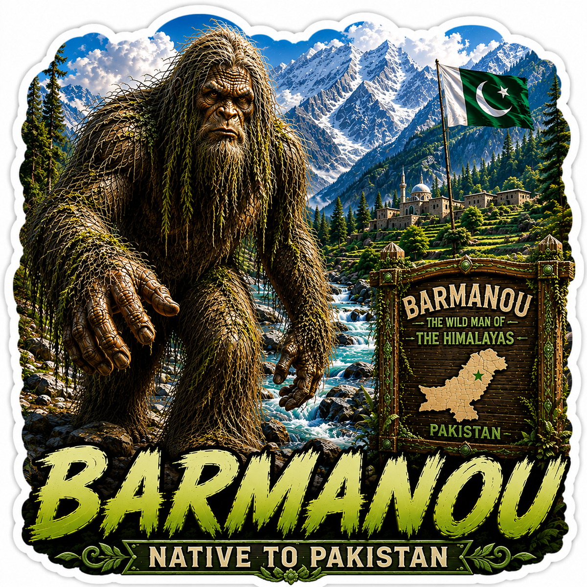 Sasquatch Around The World Sticker