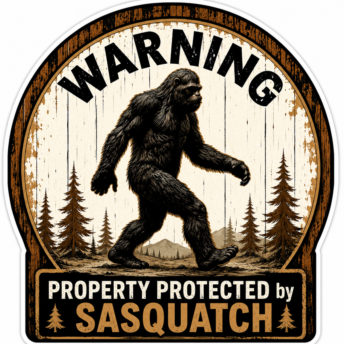 Warning Property Protected by Sasquatch Sticker