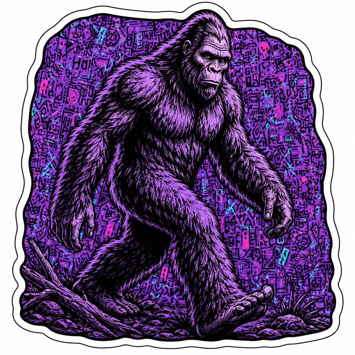 Purple Grape Ape Sasquatch Sticker