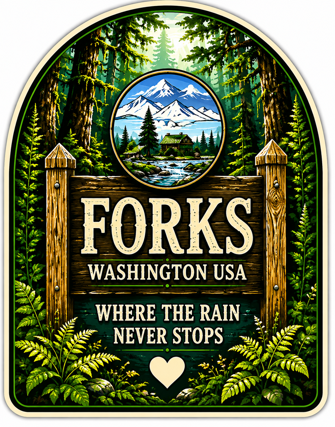 Forks Washing Where The Rain Never Stops Sticker