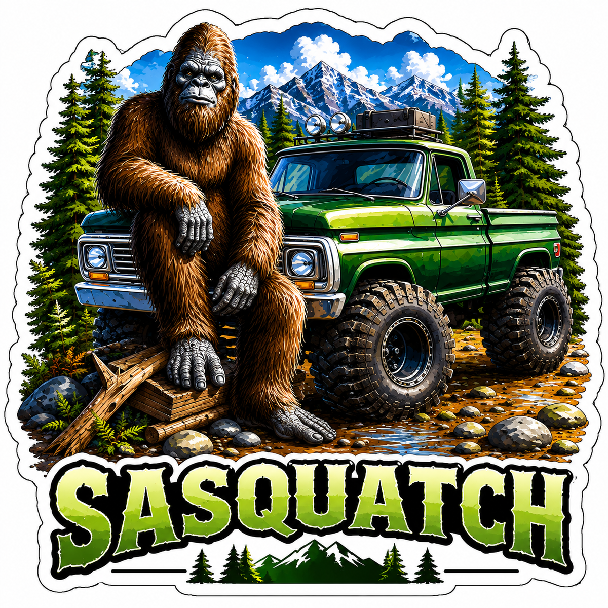 Mudding Sasquatch Sticker
