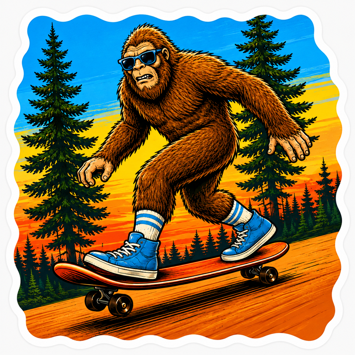 Skateboarding Sasquatch Sticker