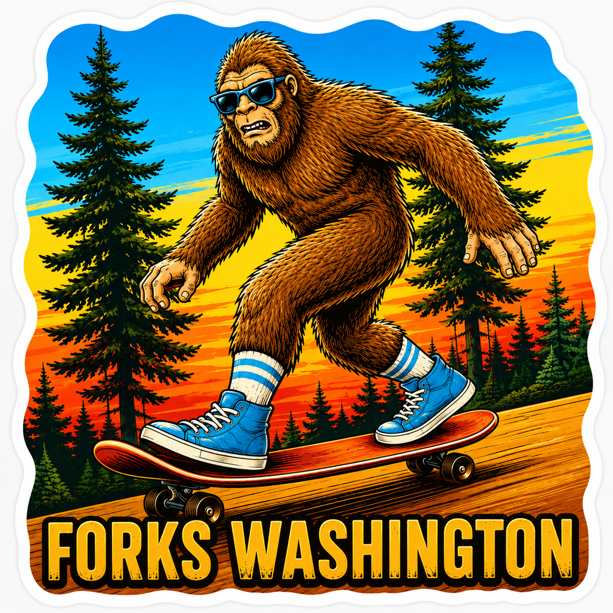 Skateboarding Sasquatch Sticker