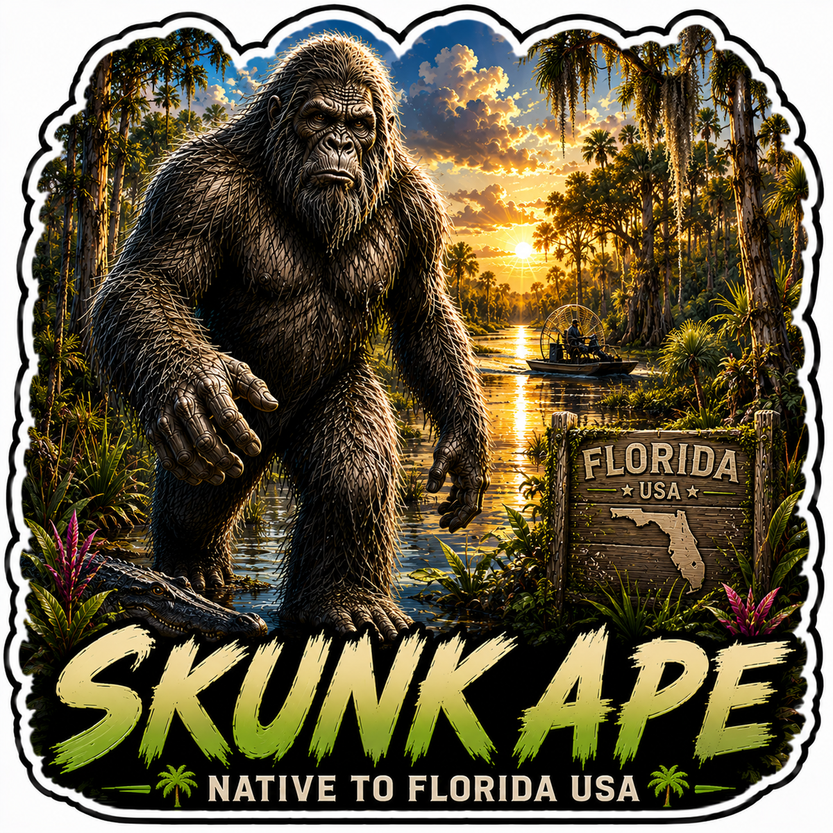 Sasquatch Around The World Sticker