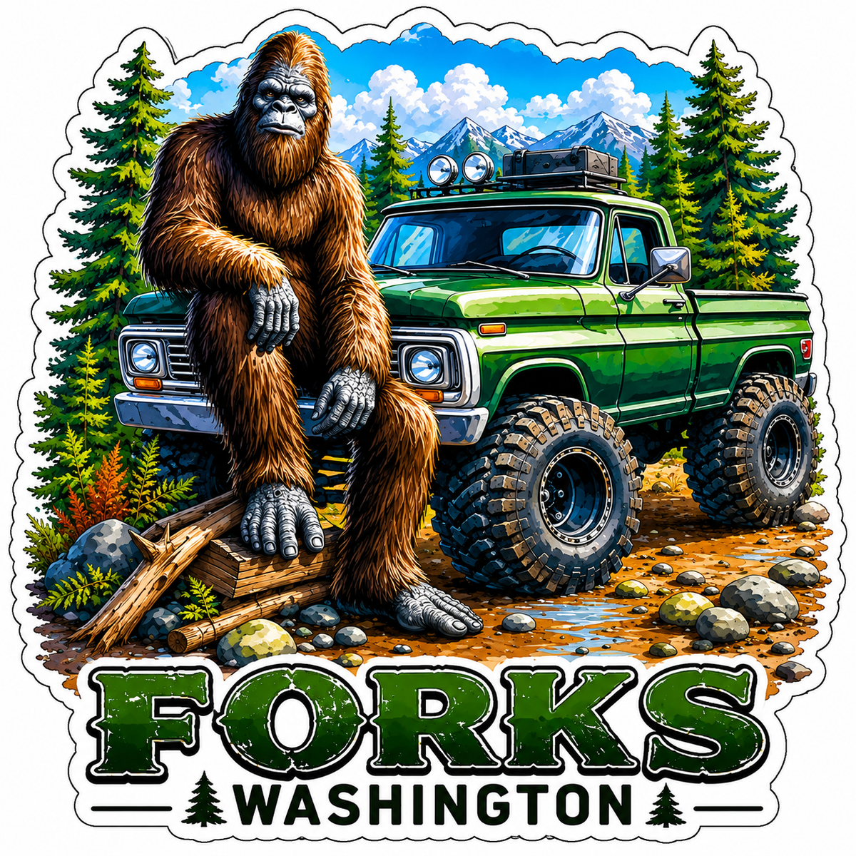 Mudding Sasquatch Sticker