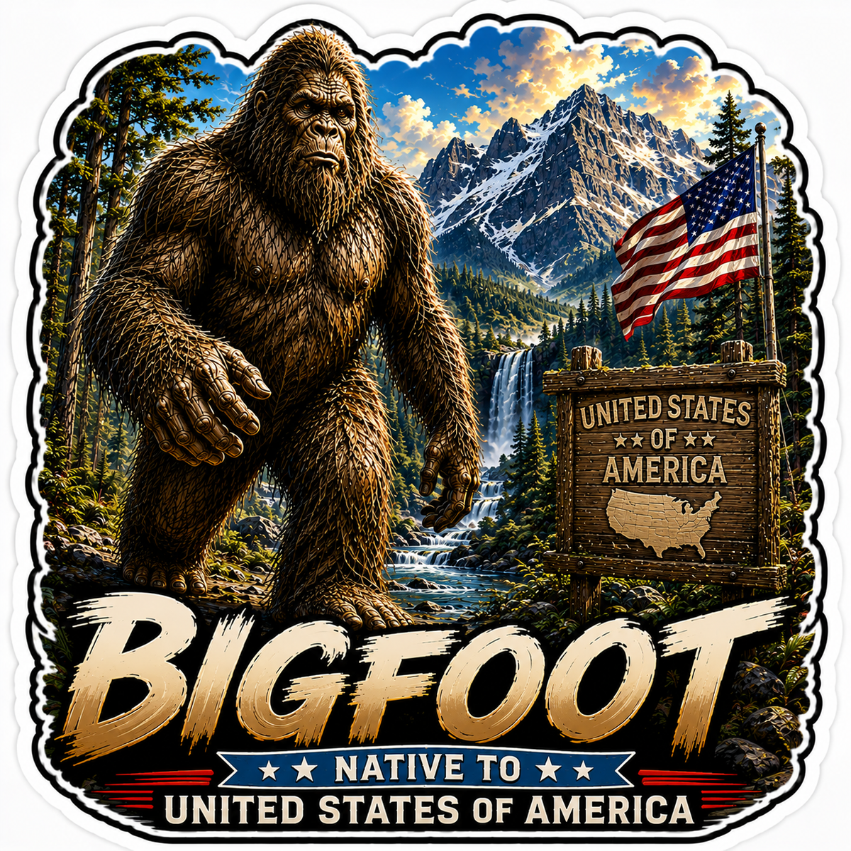 Sasquatch Around The World Sticker