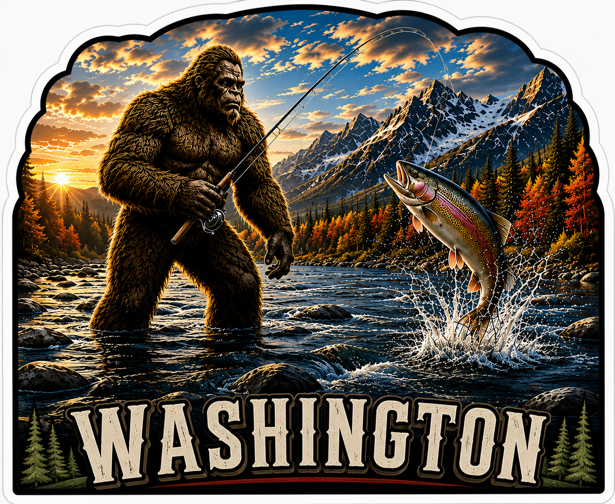 Sasquatch Fishing Sticker