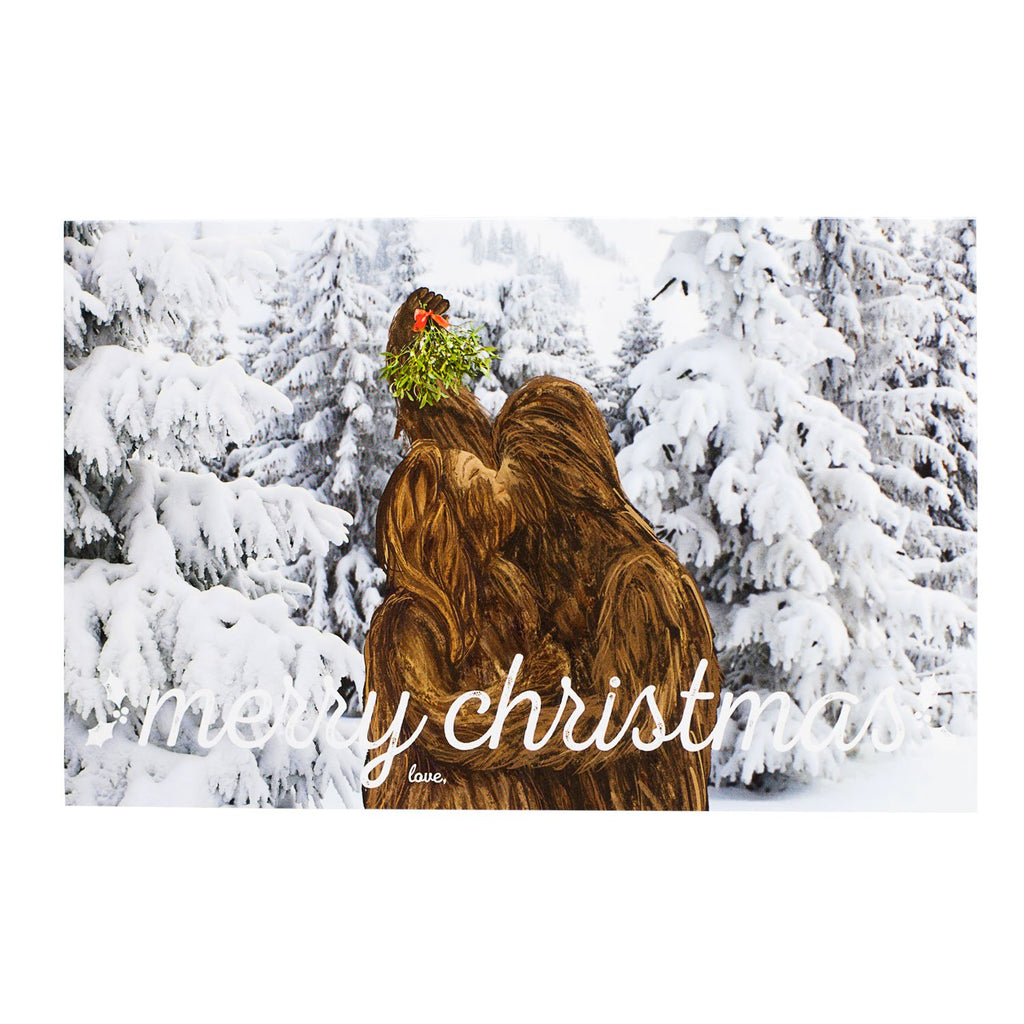 Bigfoot Kissing Christmas Card - Sasquatch The Legend