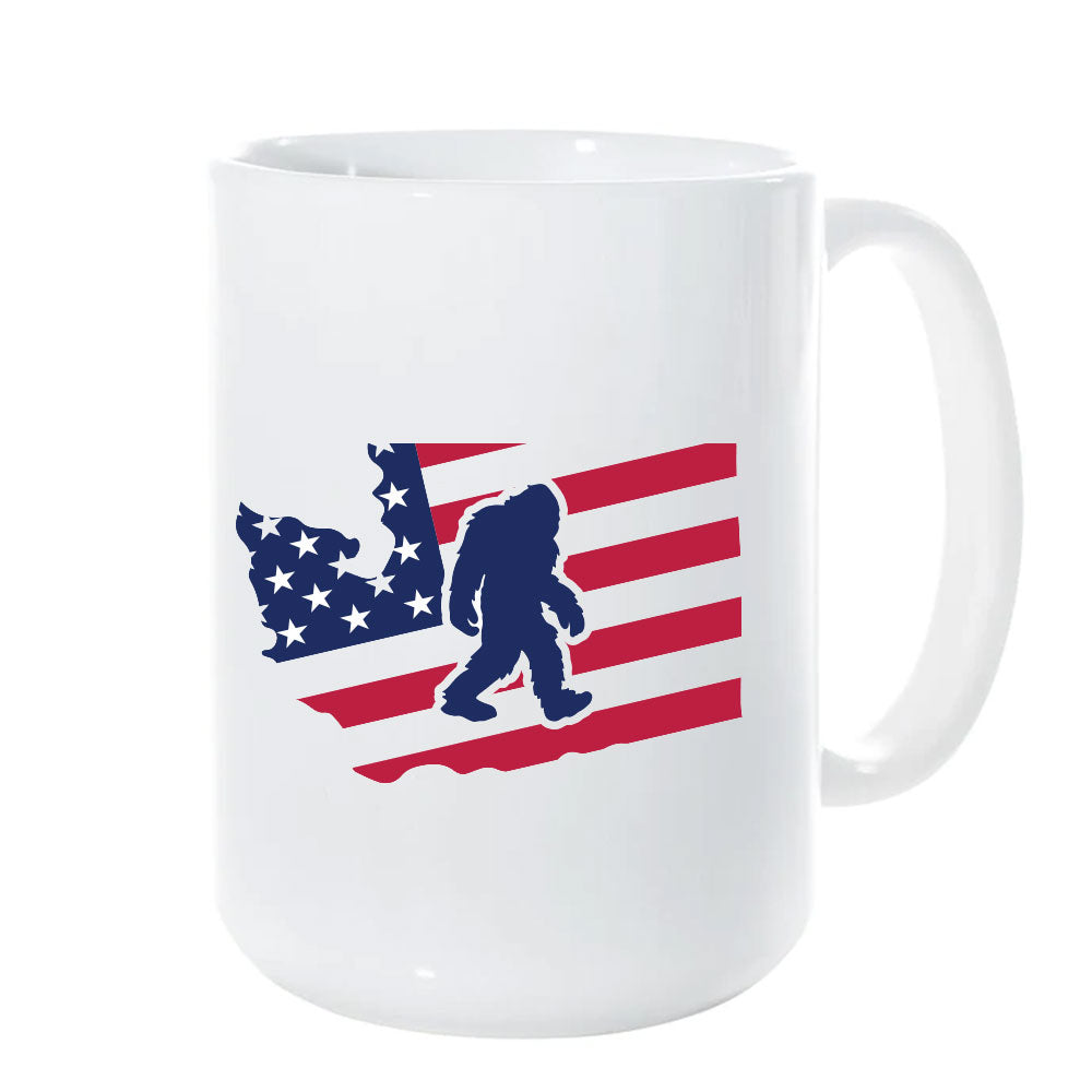 Bigfoot Camo USA Flag Mug Sasquatch Camouflage Coffee Mugs 