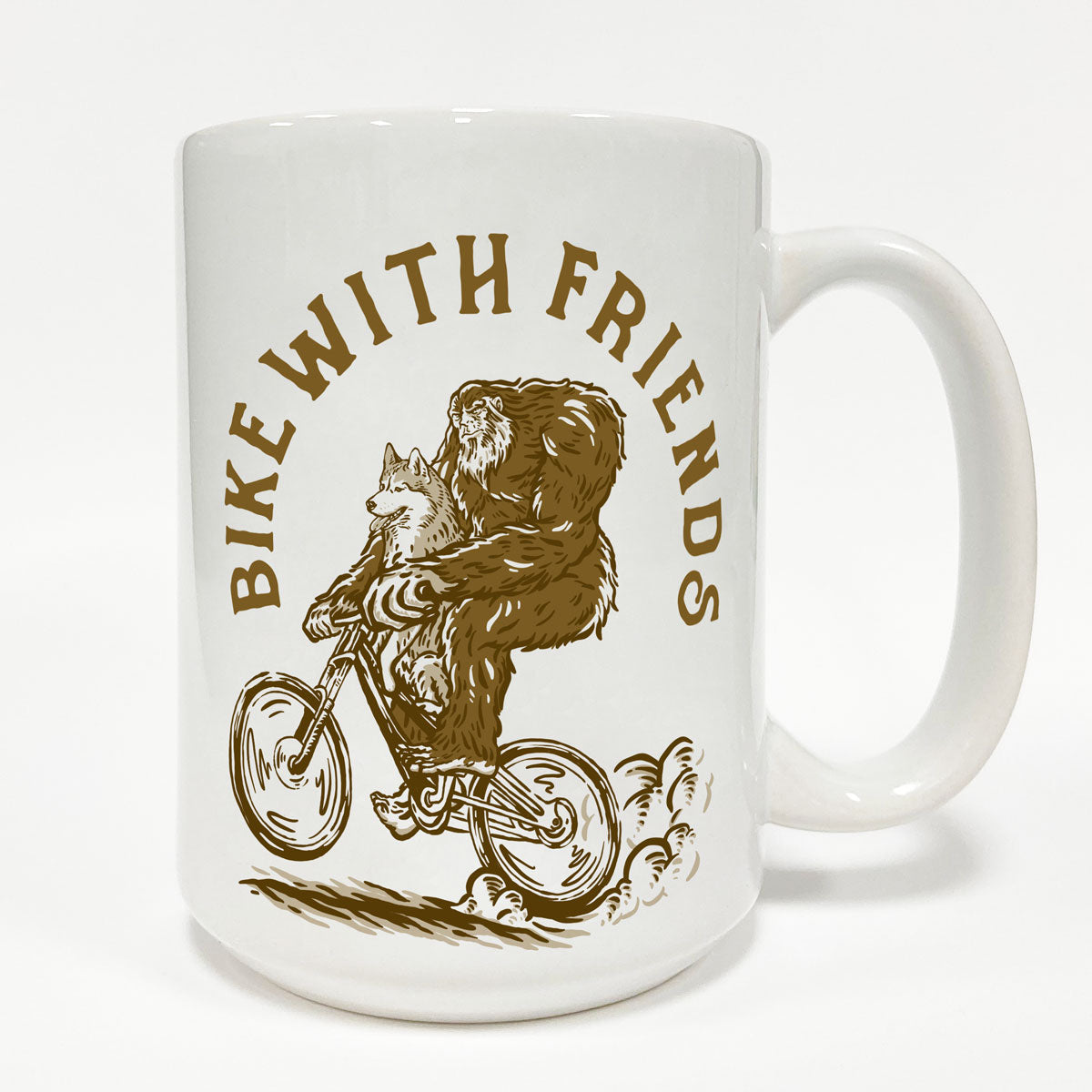 Bike with Friends Coffee Mug 15 oz Ceramic