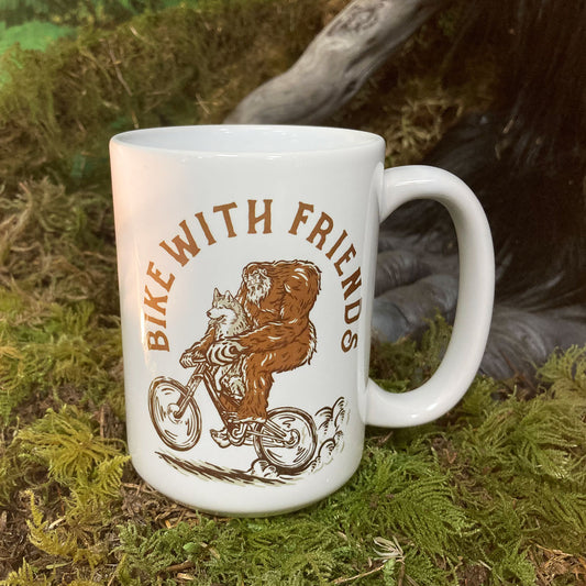 Bike with Friends Coffee Mug 15 oz Ceramic